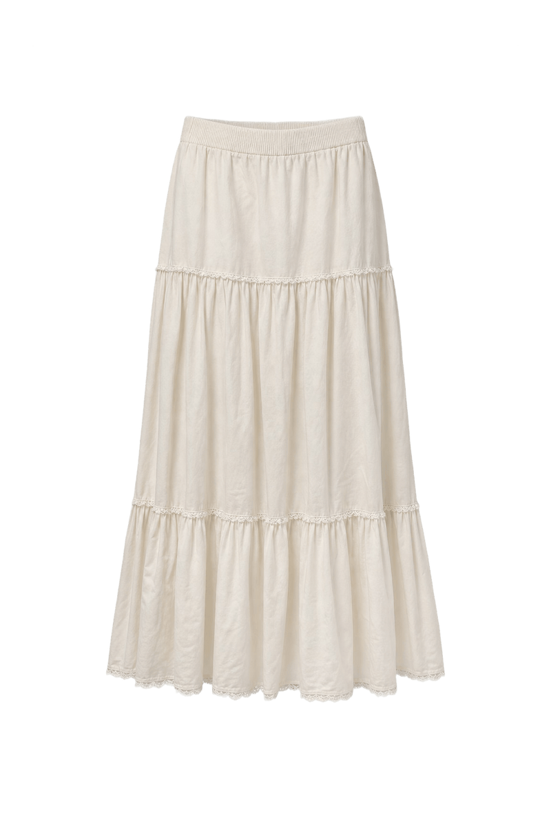 1950s White Cotton Skirt - Front View