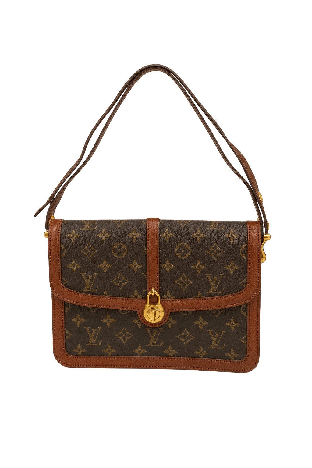 1980s Brown Coated Canvas Handbag - Front View