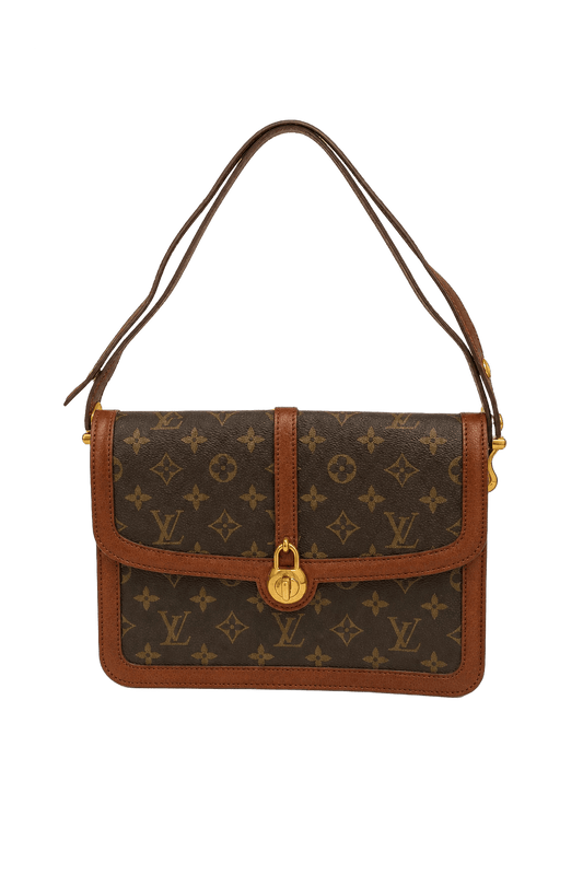 1980s Brown Coated Canvas Handbag - Front View