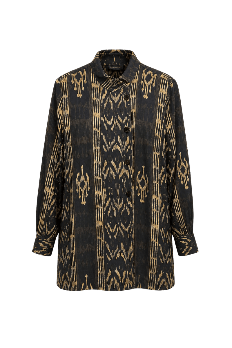 1990s Black Silk Jacket - Front View