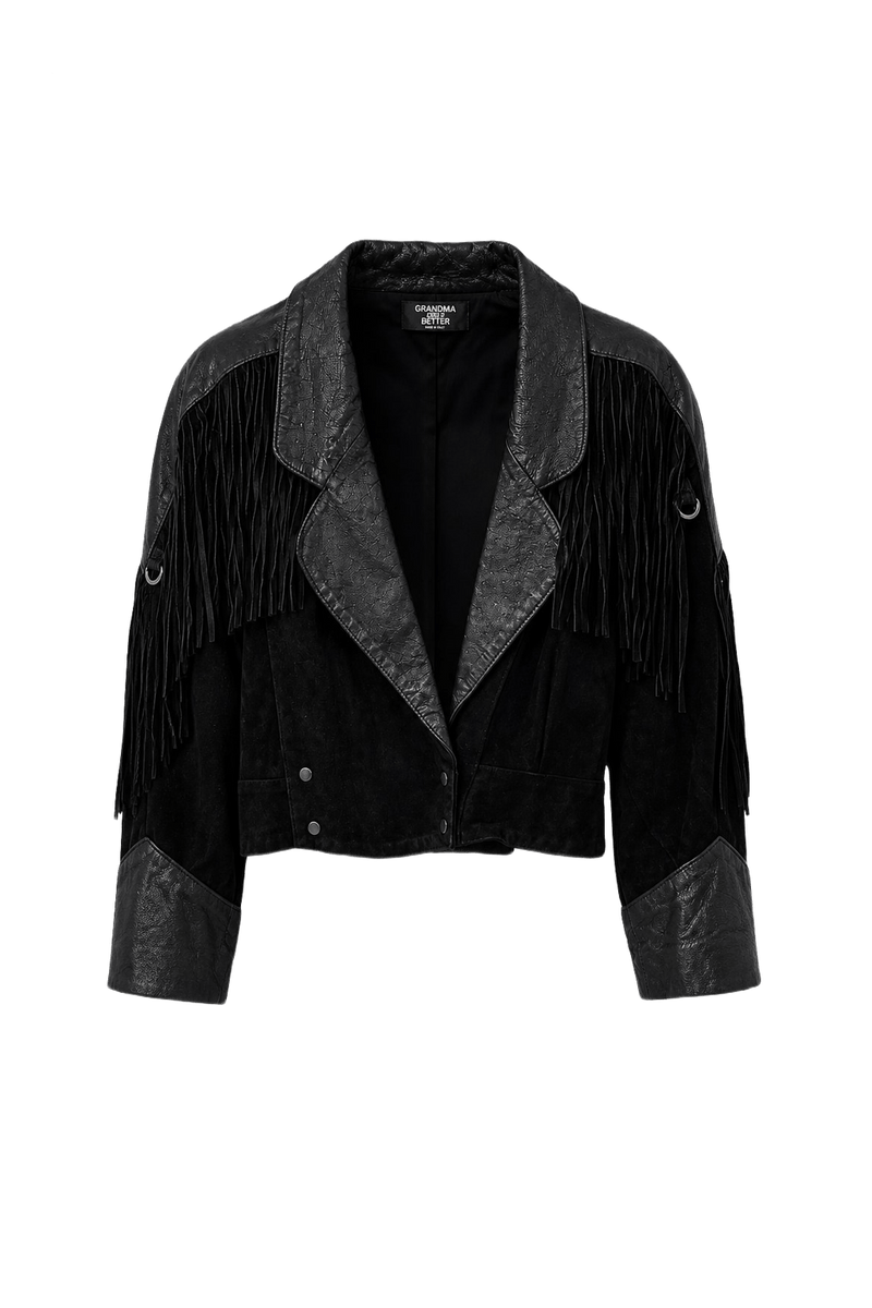 1980s Black Suede Jacket - Front View