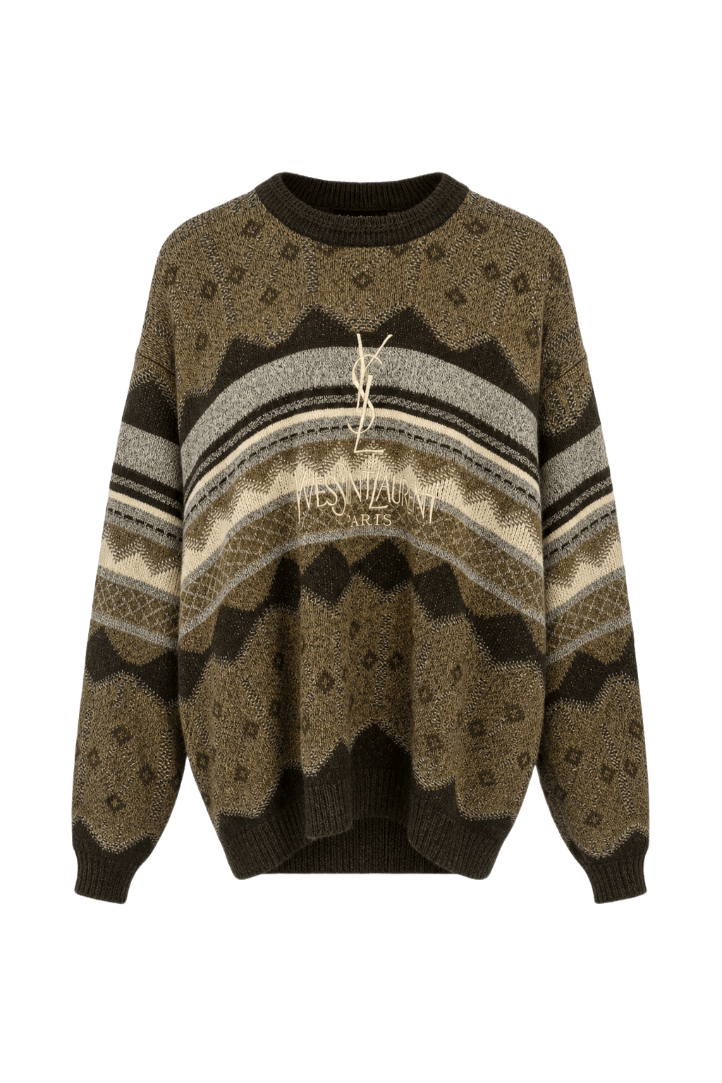 1980s Brown Wool Blend Sweater - Front View