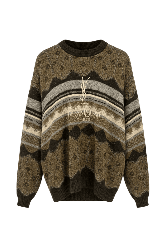 1980s Brown Wool Blend Sweater - Front View