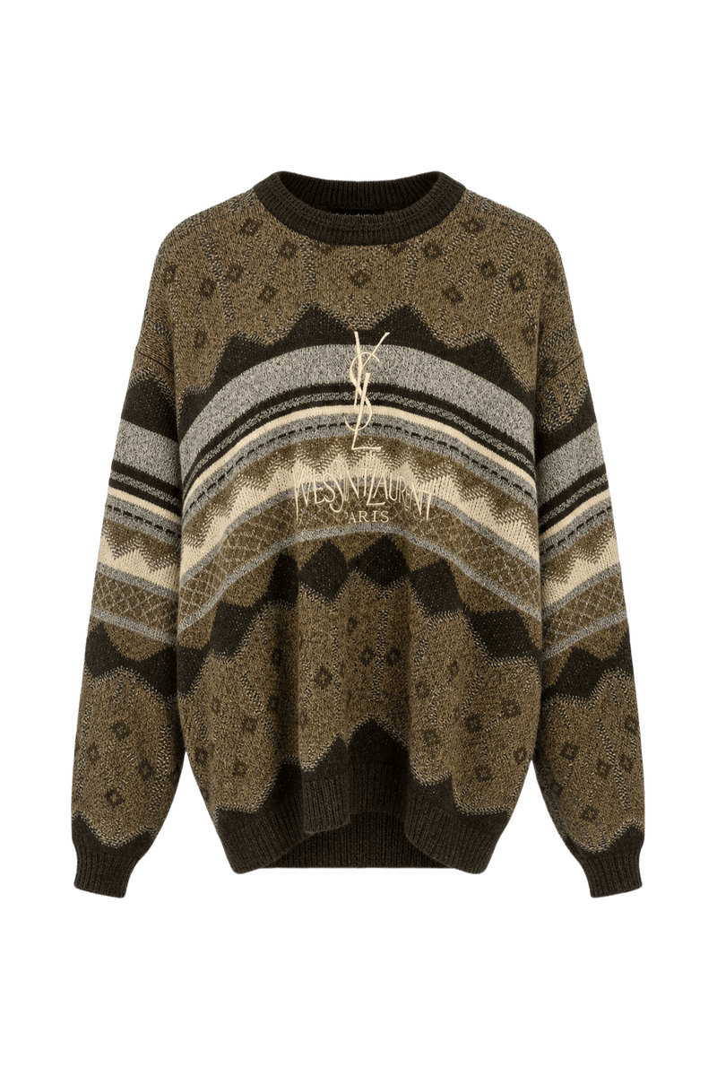 1980s Brown Wool Blend Sweater - Front View