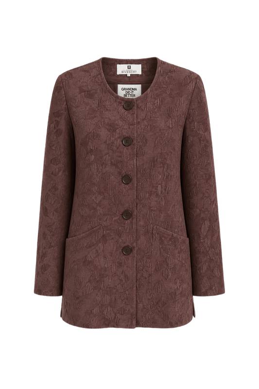1980s Brown Cotton Blend Jacket - Front View