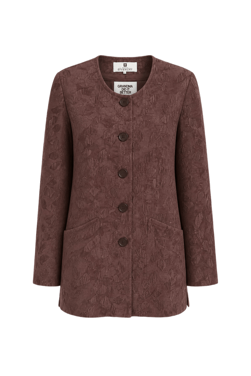 1980s Brown Cotton Blend Jacket - Front View