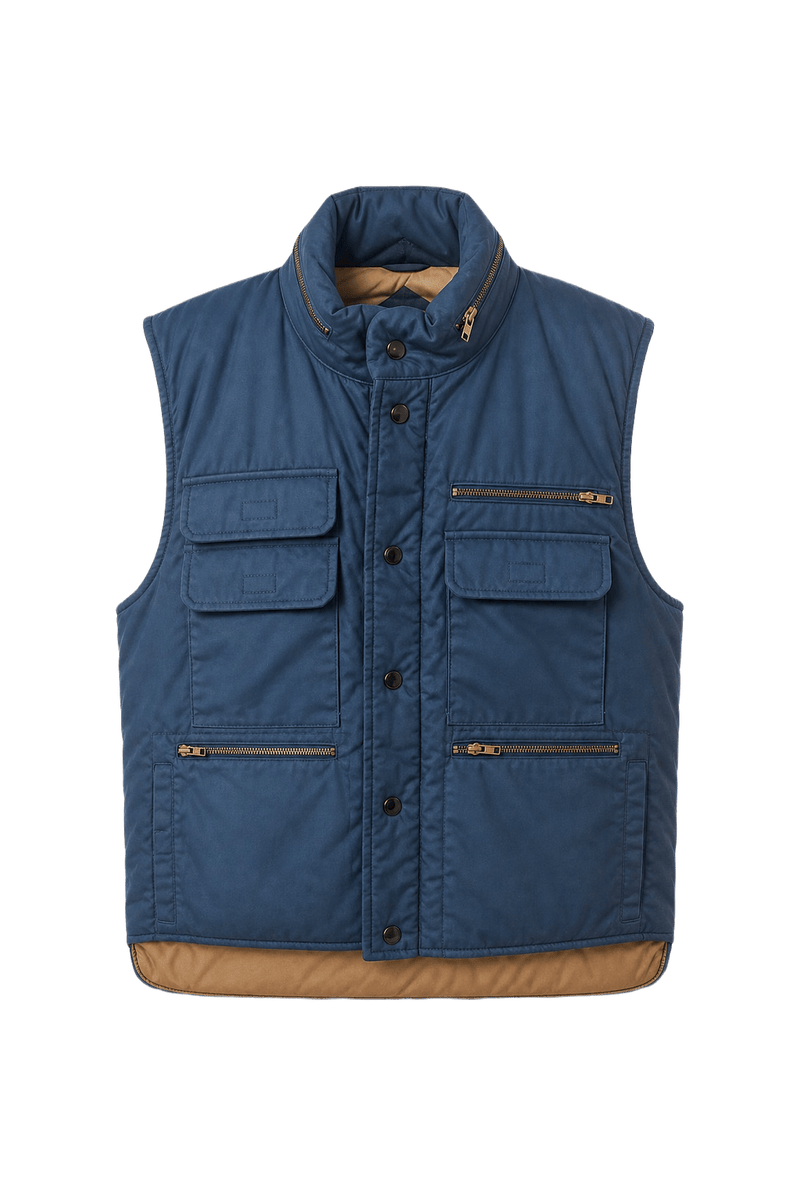 1980s Blue Synthetic Vest - Front View