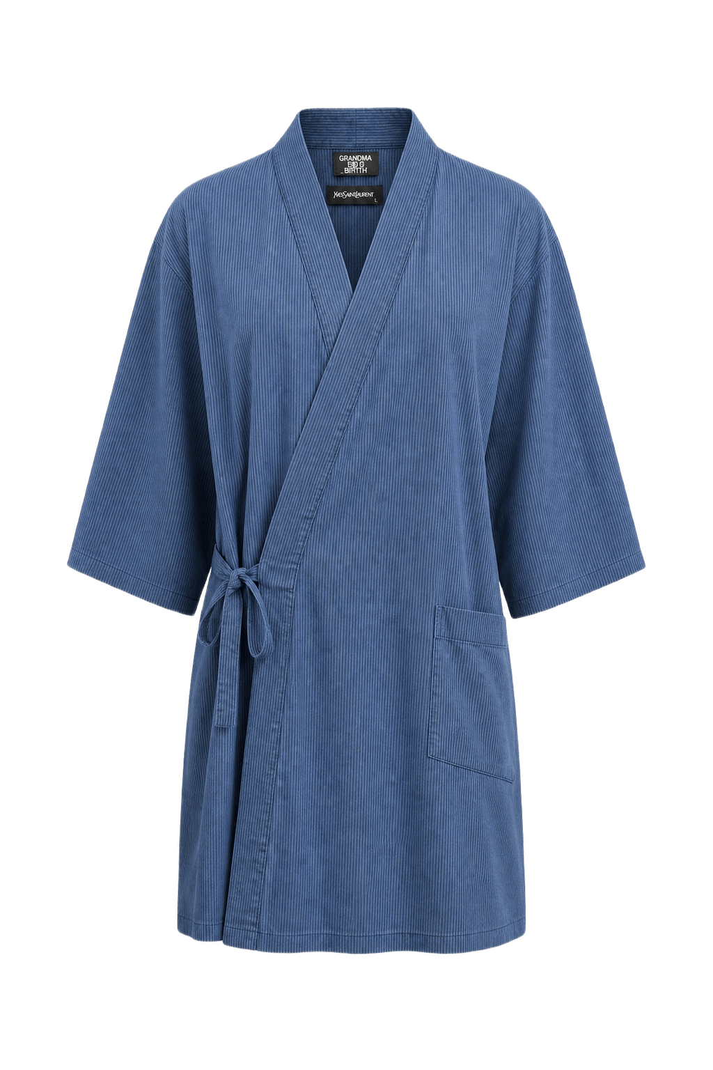 1980s Blue Cotton Kimono - Front View
