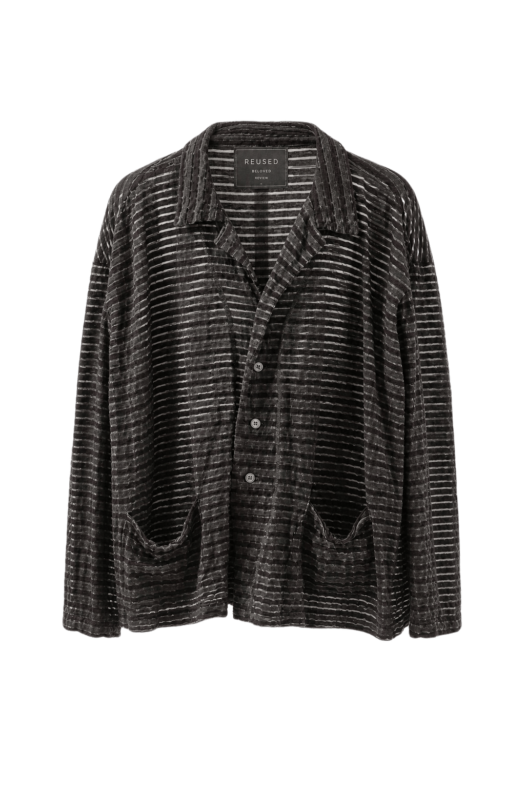 1990s Charcoal Grey Velvet Jacket - Front View