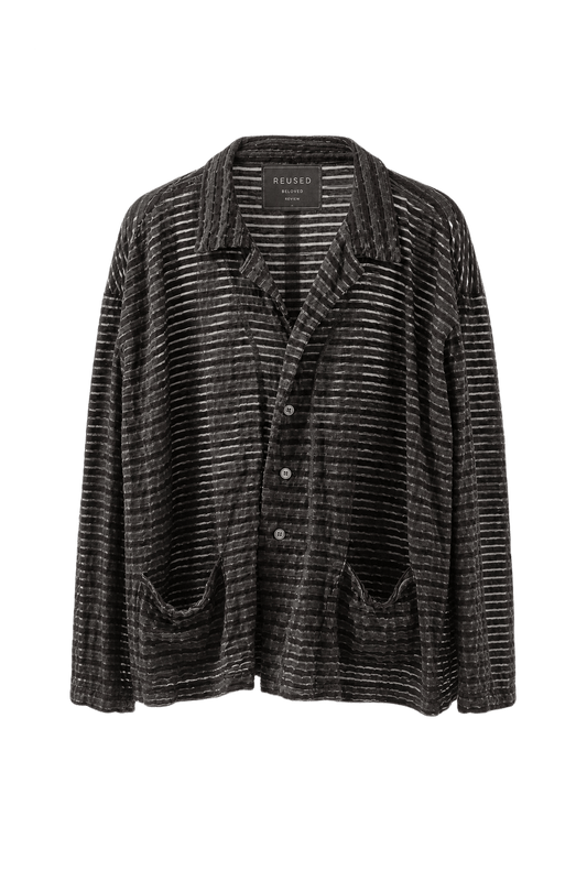 1990s Charcoal Grey Velvet Jacket - Front View