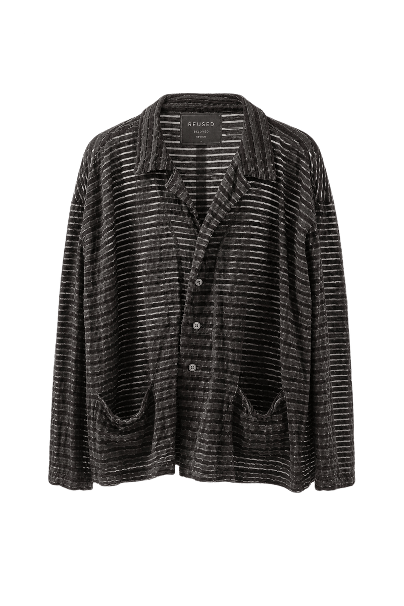 1990s Charcoal Grey Velvet Jacket - Front View