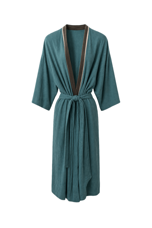 1990s Teal Cotton Blend Dress - Front View