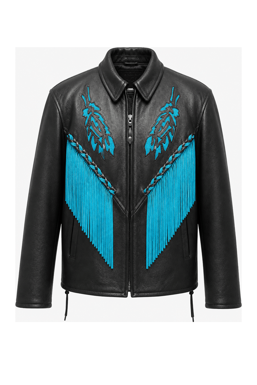 1990s Black Leather Jacket - Front View