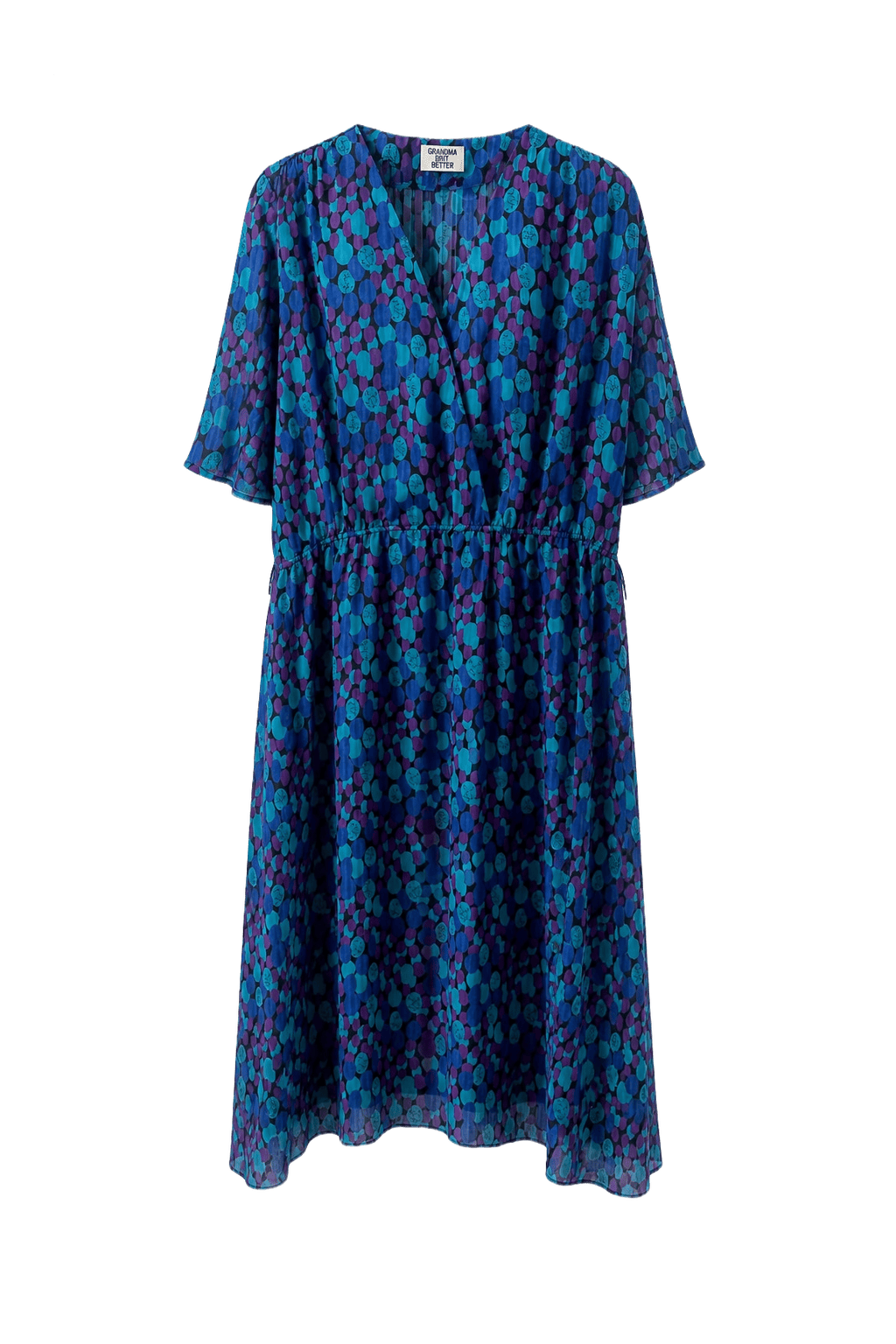 1970s Blue Synthetic Blend Dress - Front View