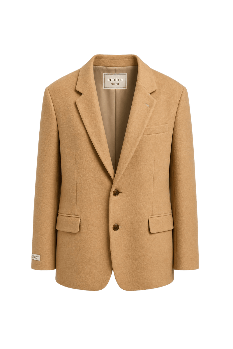 1970s Camel Wool Blend Blazer - Front View