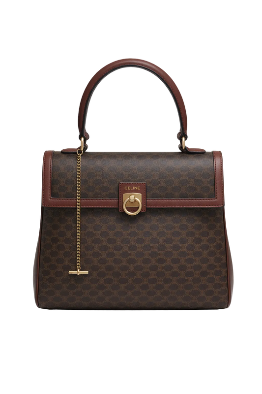 1980s Dark Brown Leather Bag - Front View