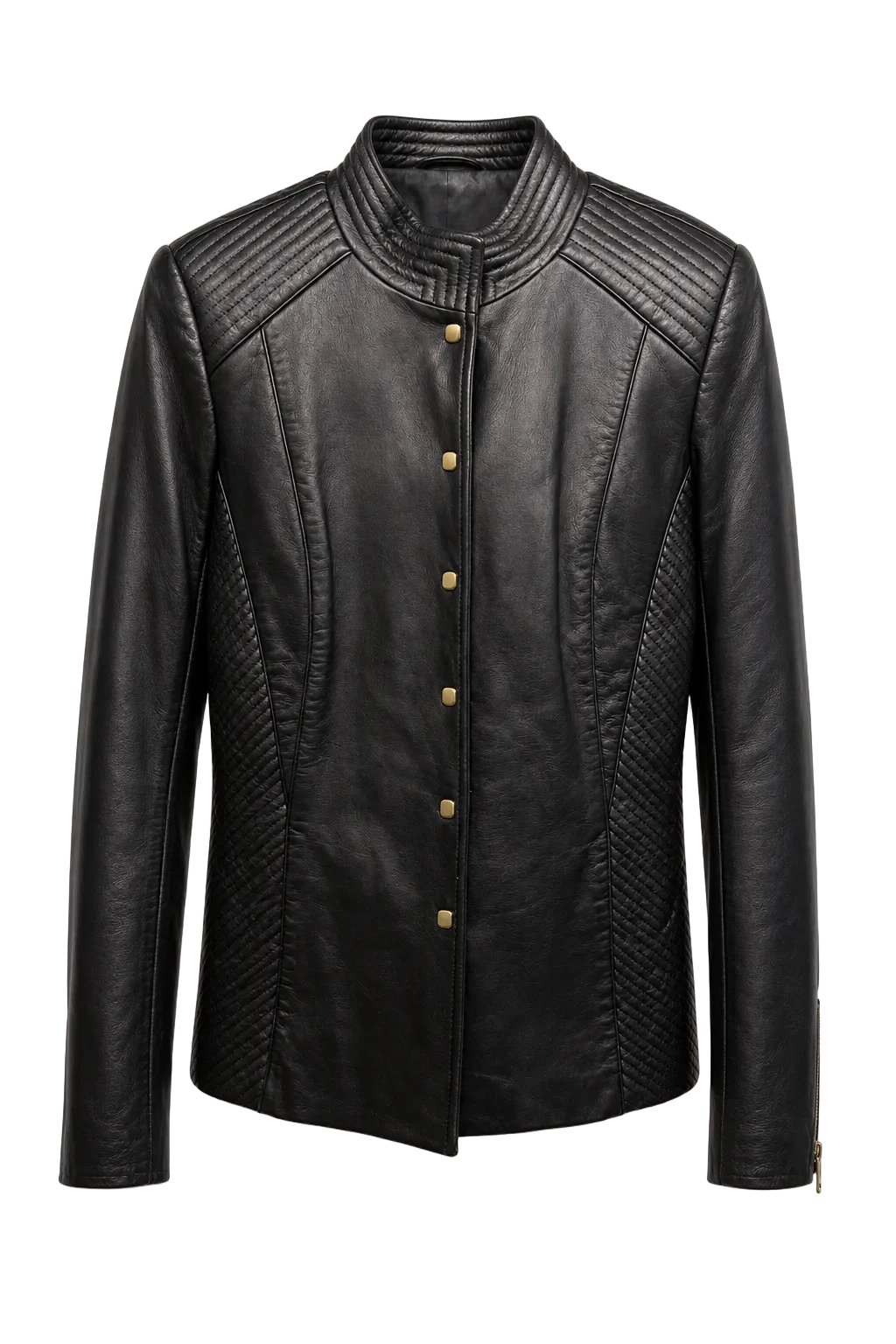 1990s Black Leather Jacket - Front View