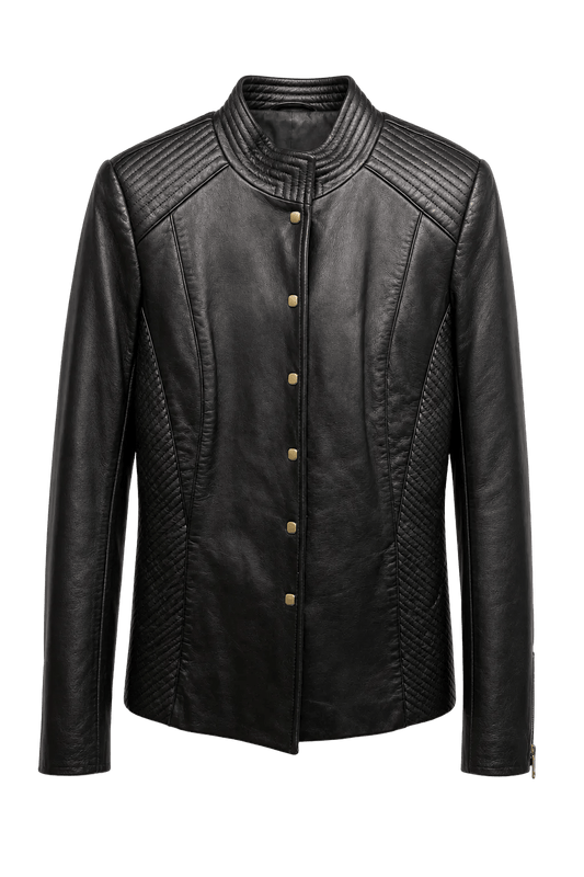 1990s Black Leather Jacket - Front View