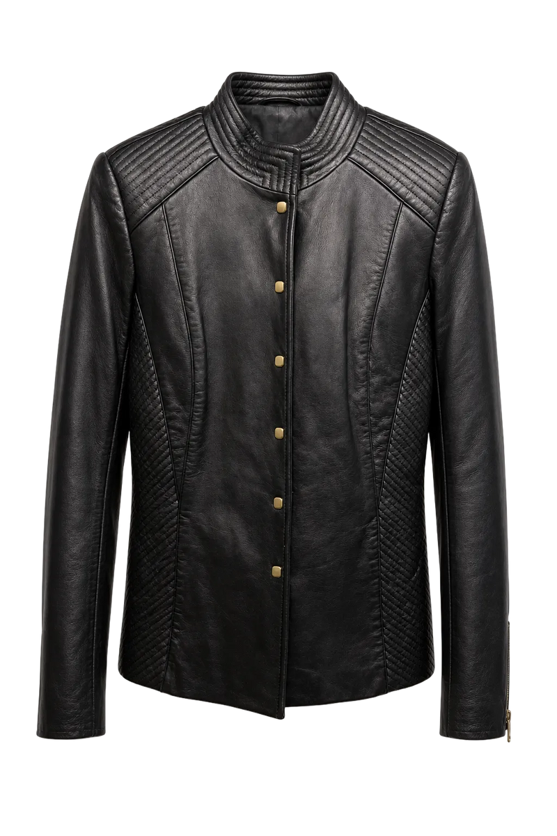 1990s Black Leather Jacket - Front View