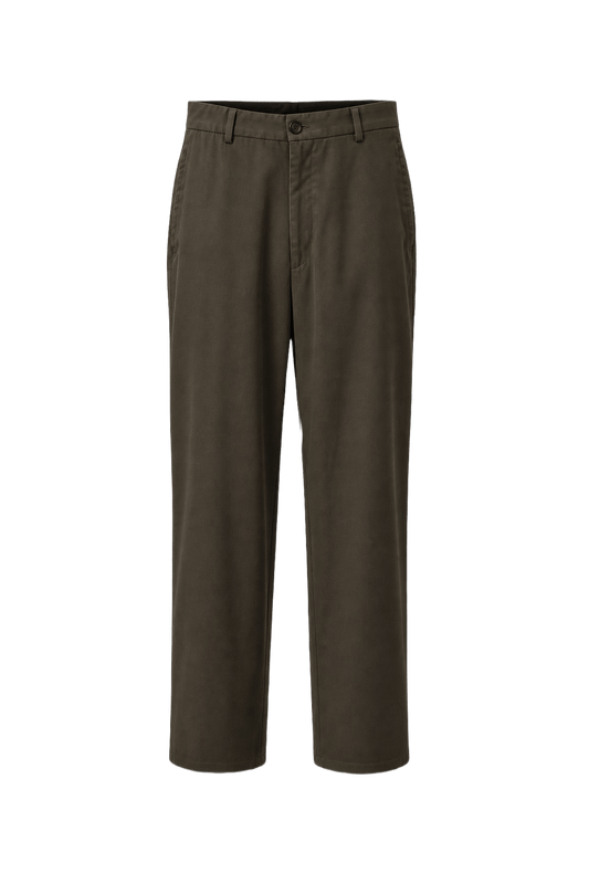 1990s Olive Green Cotton Trousers - Front View