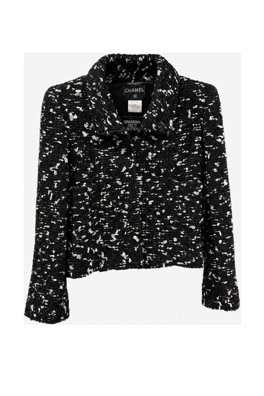 1980s Black Tweed Jacket - Front View