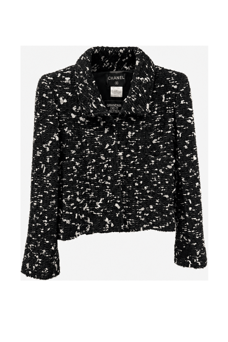 1980s Black Tweed Jacket - Front View