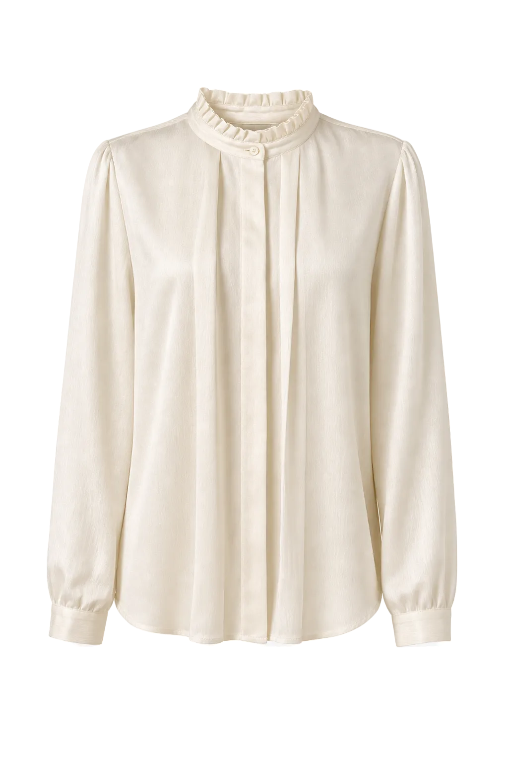 1980s Cream White Silk Blend Blouse - Front View