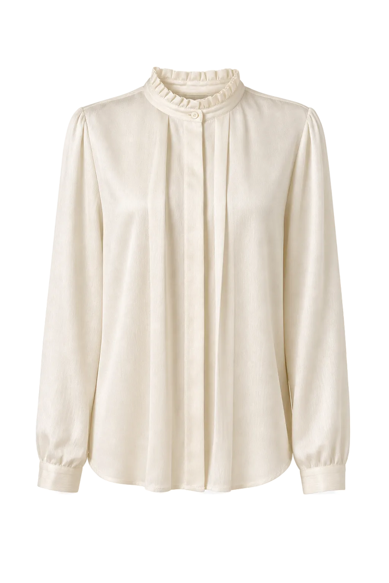 1980s Cream White Silk Blend Blouse - Front View