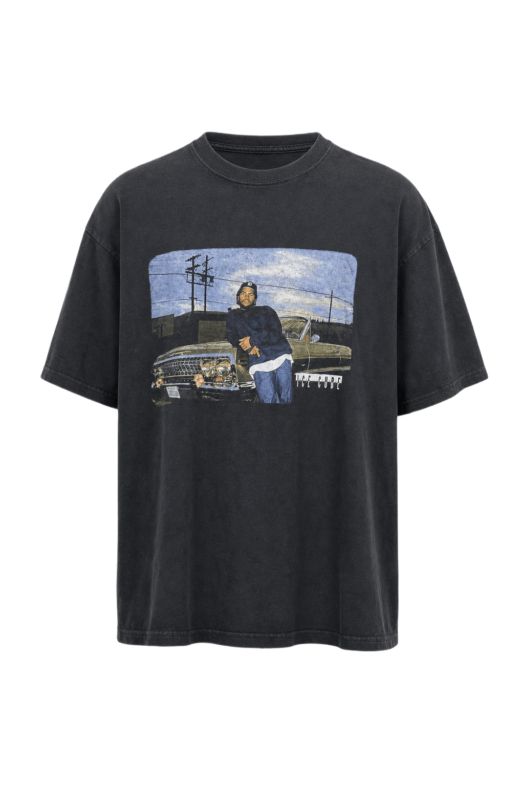 1990s Black Cotton T-Shirt - Front View