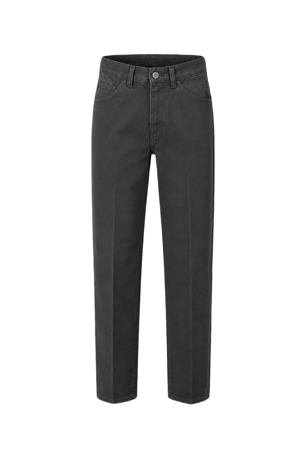 1980s Dark Grey Cotton Blend Pants - Front View
