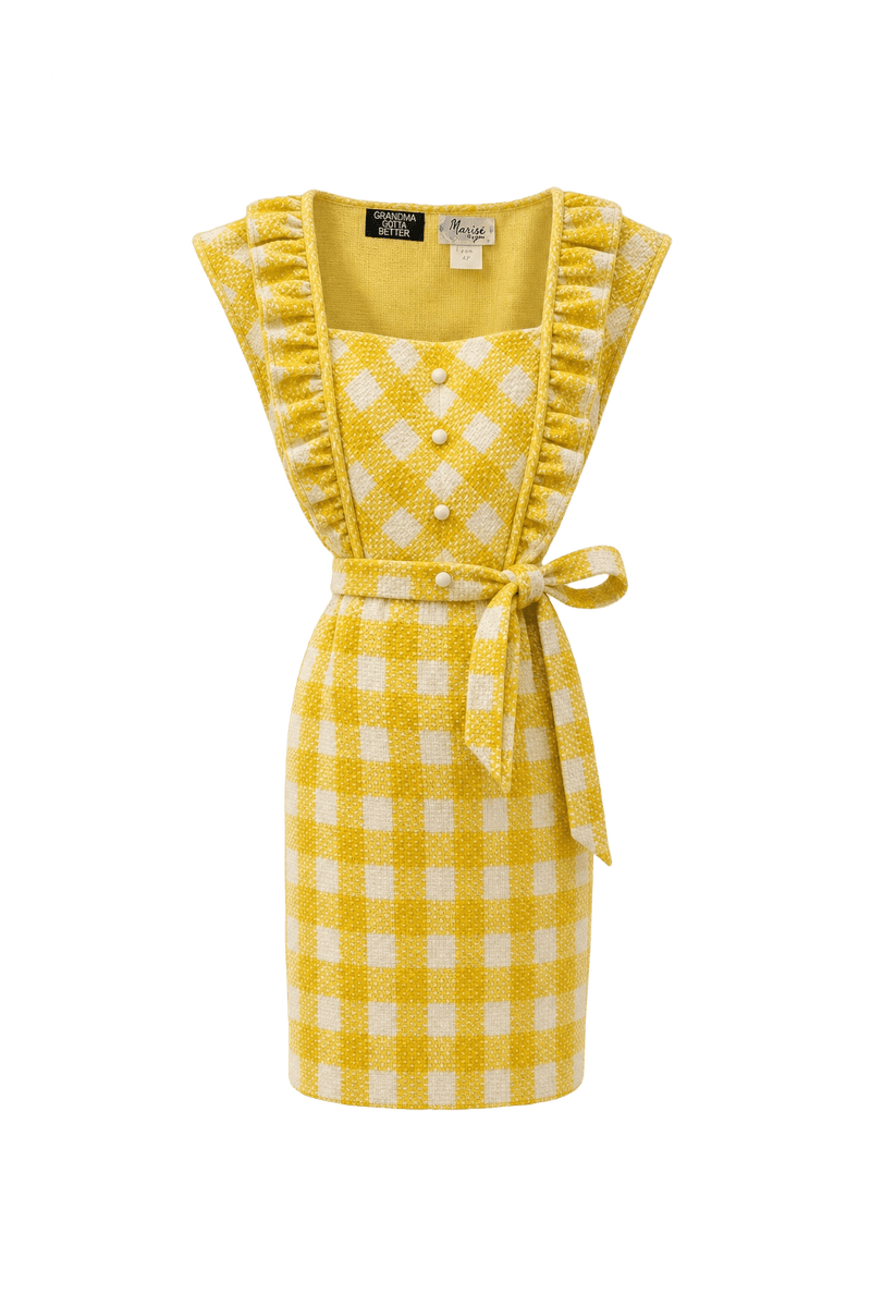 1960s Yellow Synthetic Blend Shift Dress - Front View