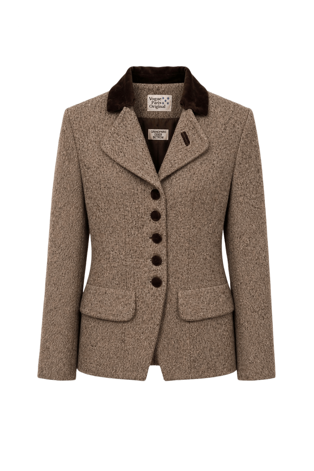1970s Brown Wool Blend Blazer - Front View