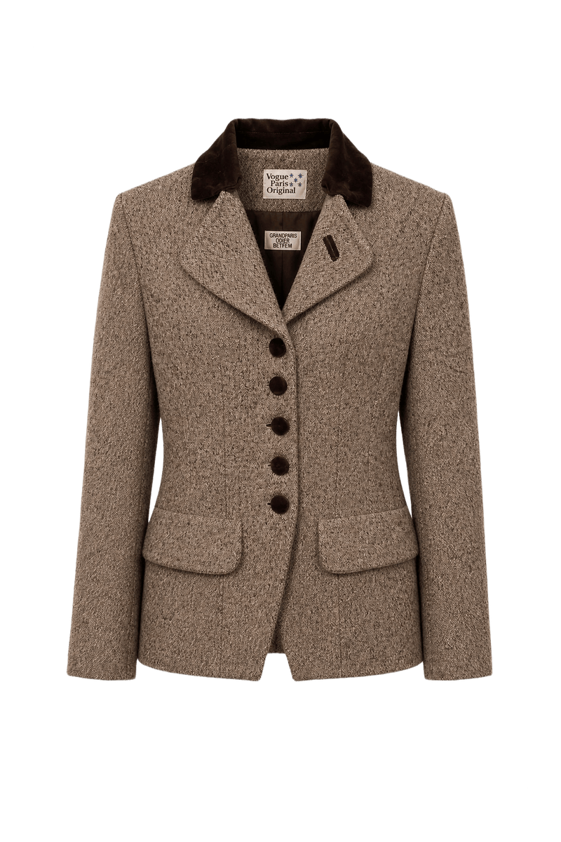 1970s Brown Wool Blend Blazer - Front View
