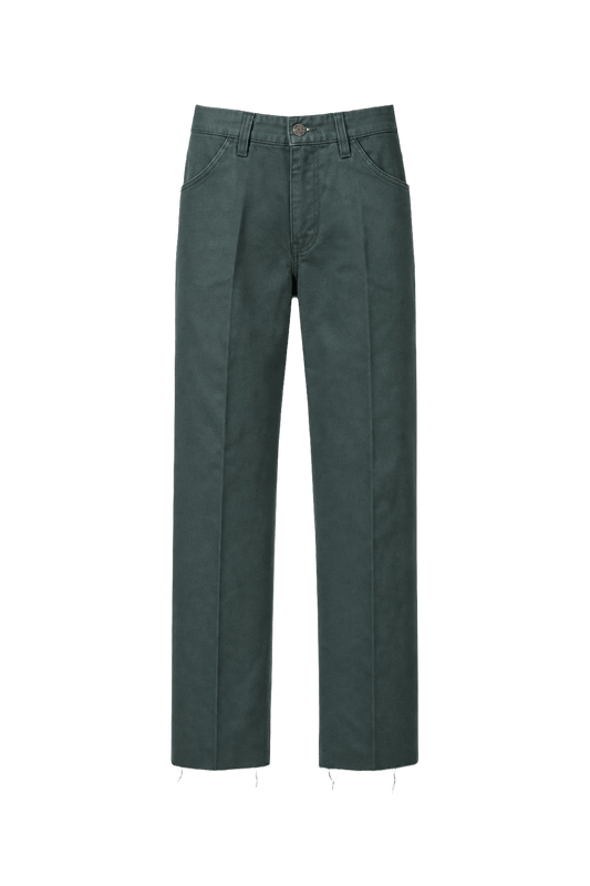 1980s Medium Green Cotton Blend Pants - Front View
