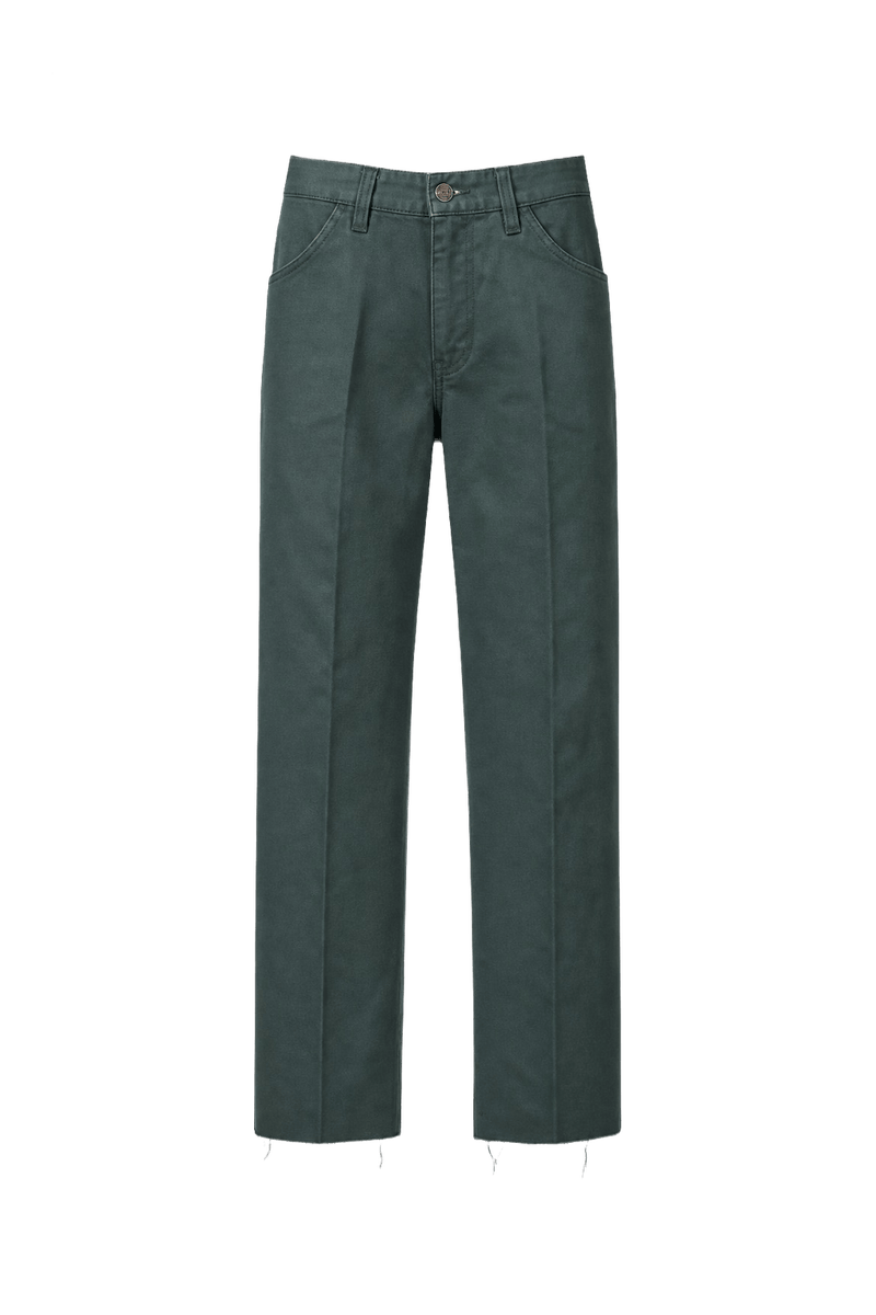 1980s Medium Green Cotton Blend Pants - Front View
