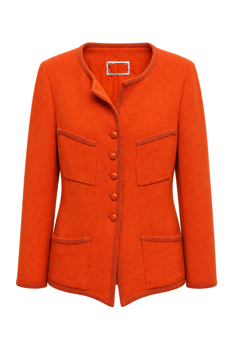 1980s Orange Wool Jacket - Front View