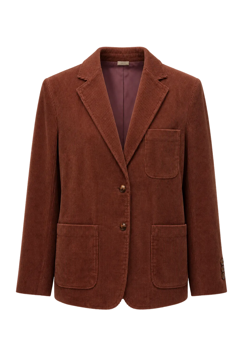 1980s Dark Red Corduroy Blazer - Front View