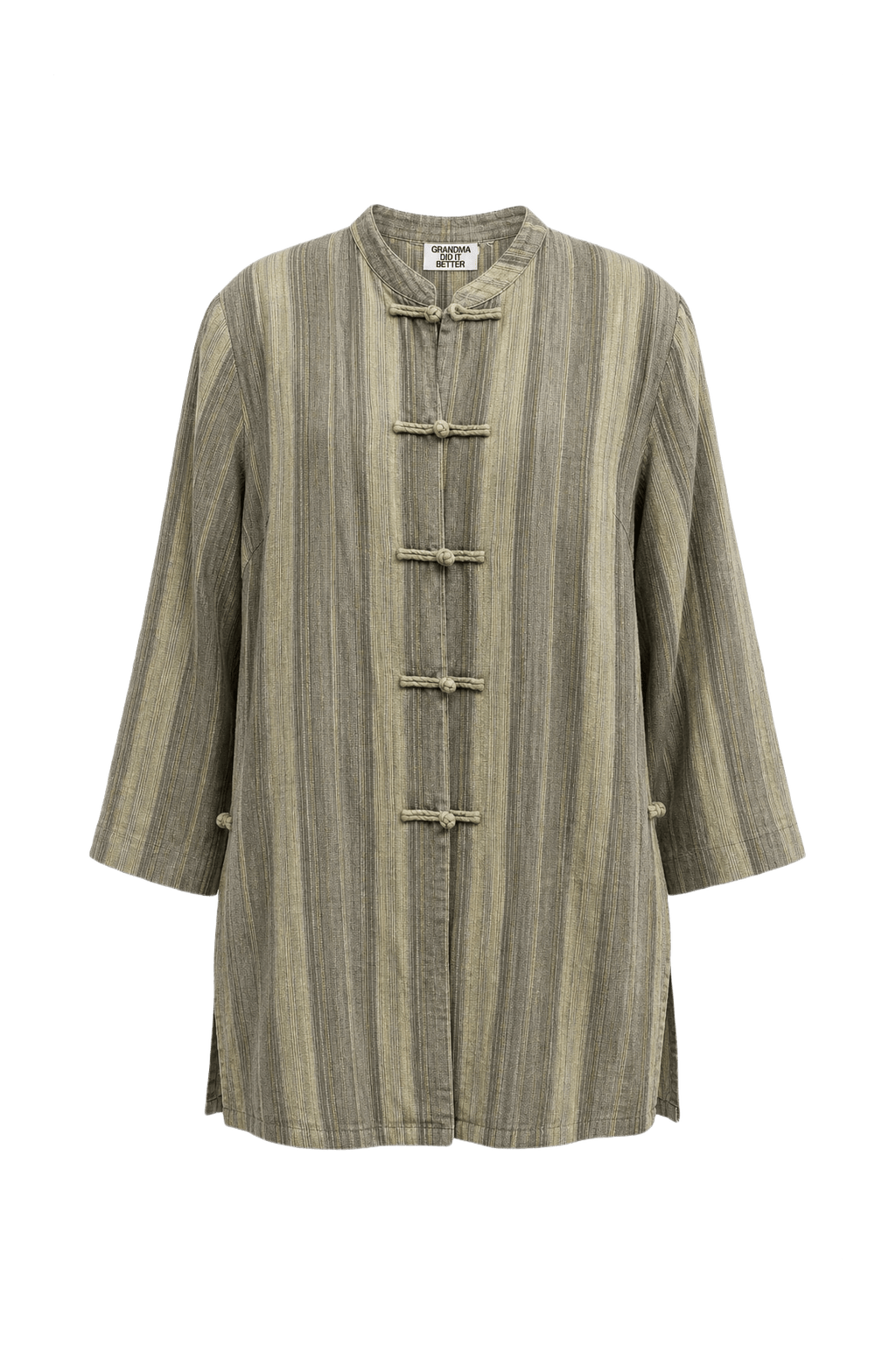 1970s Sage Green Linen Cotton Blend Tunic - Front View