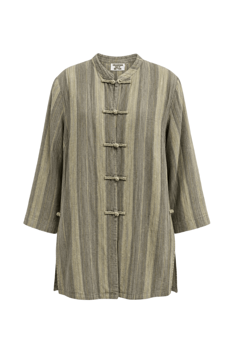 1970s Sage Green Linen Cotton Blend Tunic - Front View