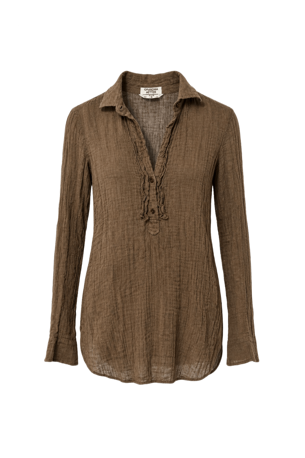 1990s Brown Cotton Blouse - Front View