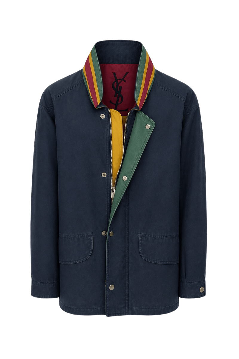 1980s Navy Blue Cotton Jacket - Front View