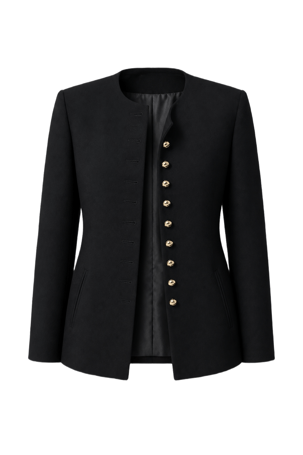 1990s Black Wool Blend Blazer - Front View