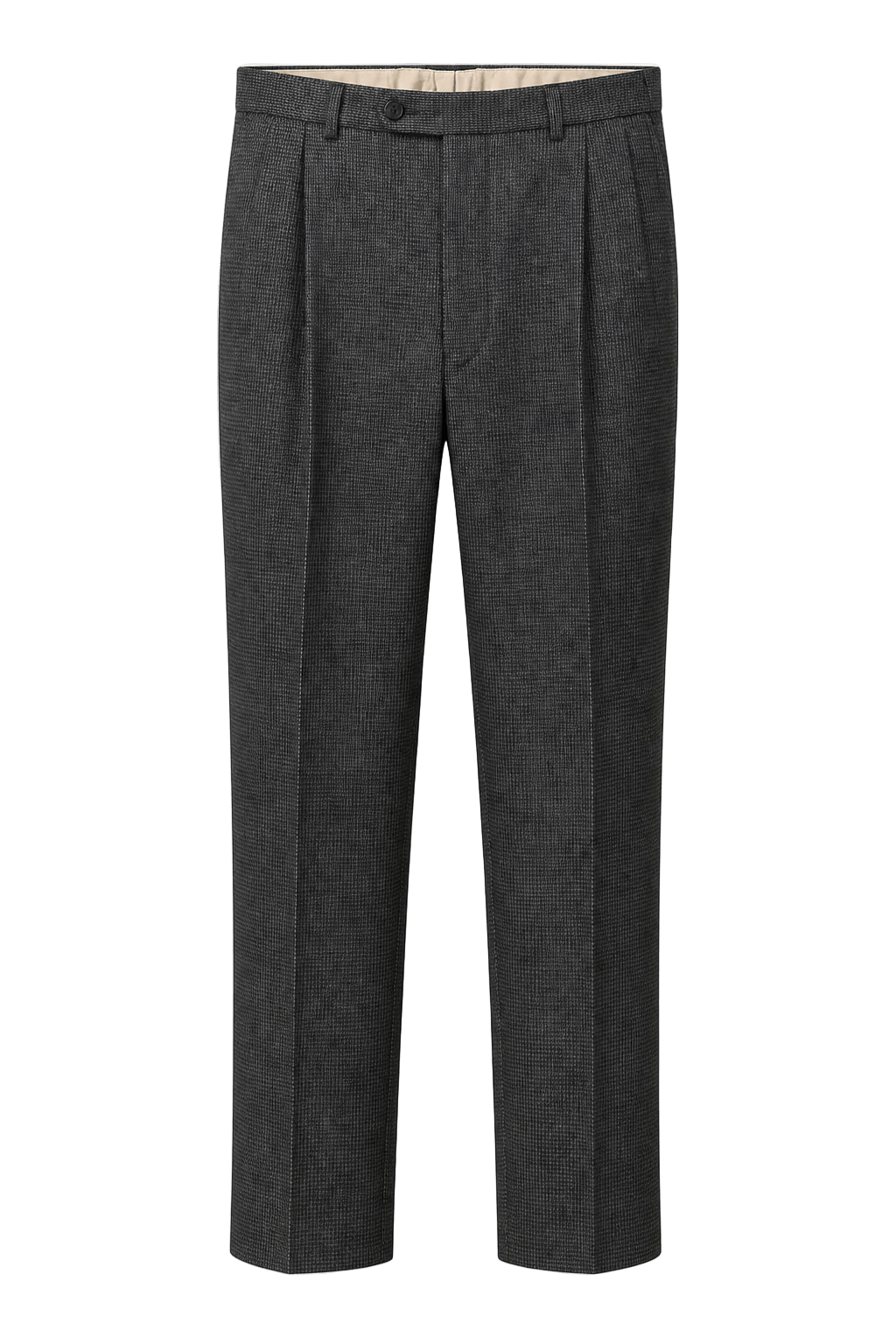 1980s Charcoal Grey Wool Blend Trousers - Front View