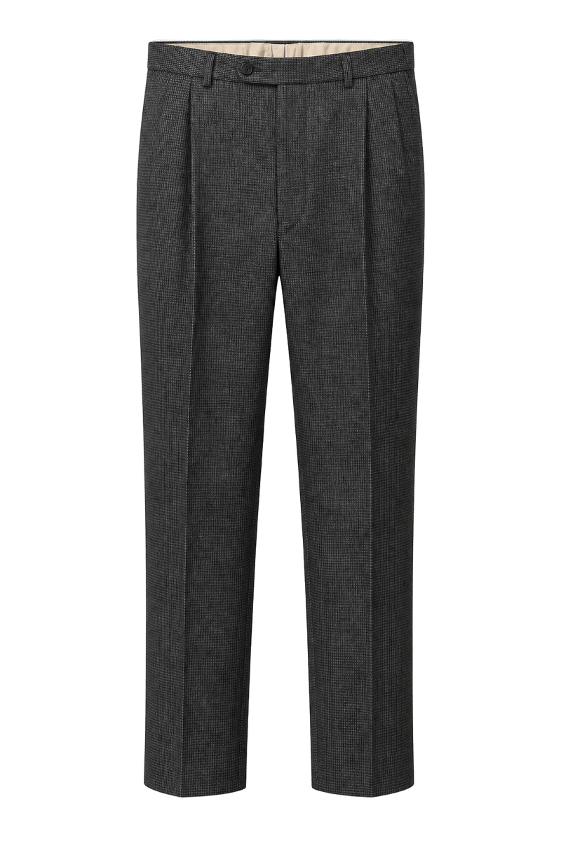 1980s Charcoal Grey Wool Blend Trousers - Front View