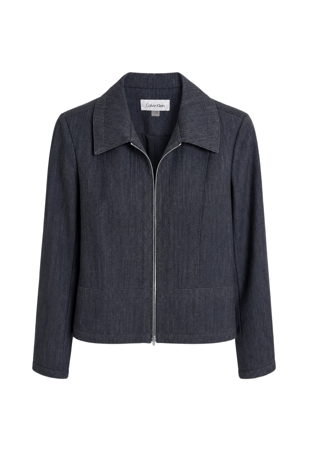 1990s Dark Grey Cotton Blend Jacket - Front View