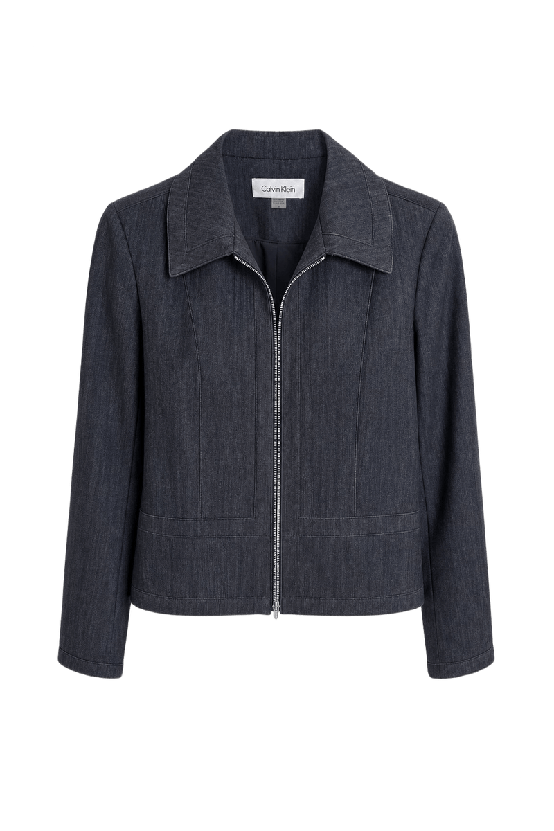 1990s Dark Grey Cotton Blend Jacket - Front View