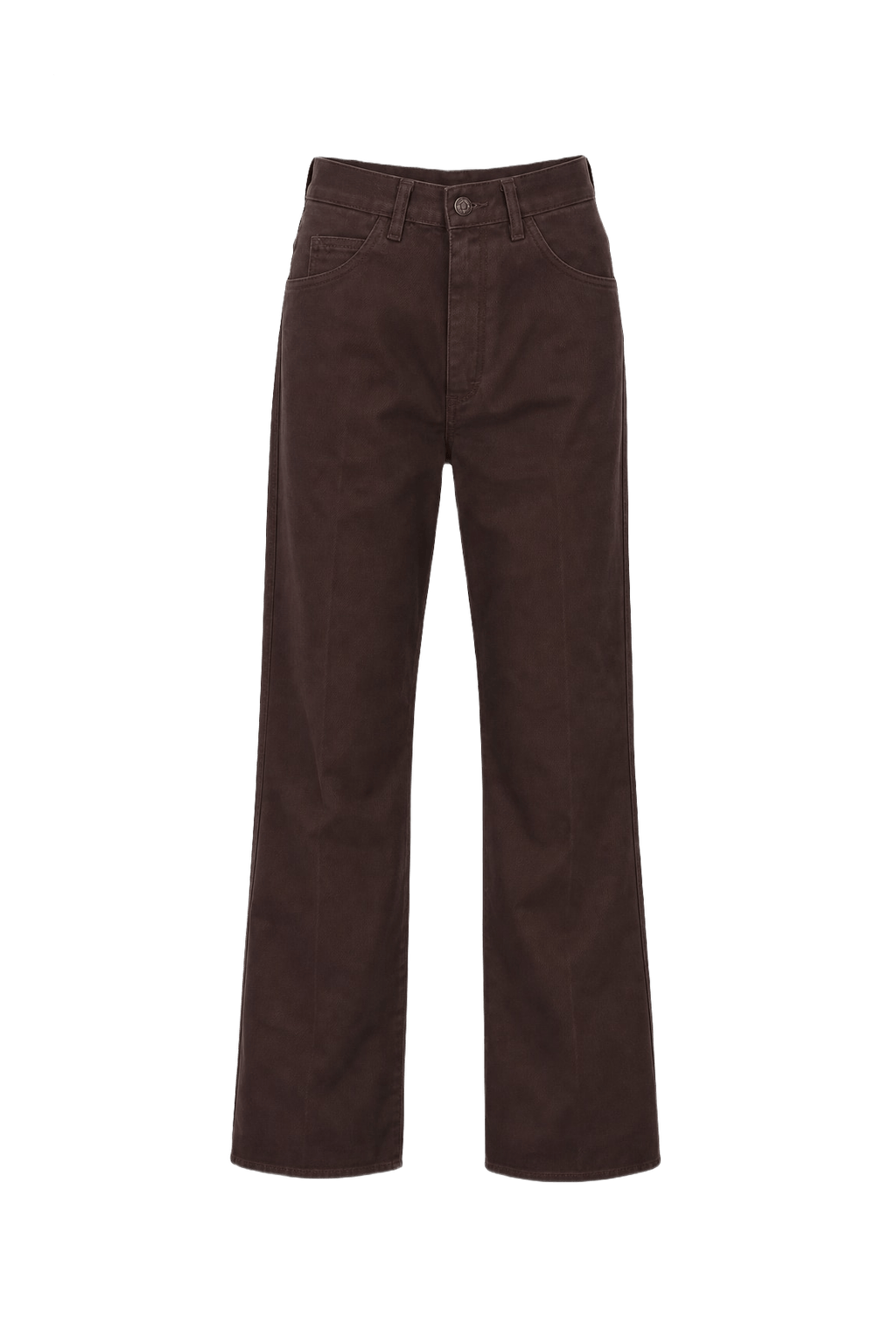 1980s Dark Brown Cotton Pants - Front View