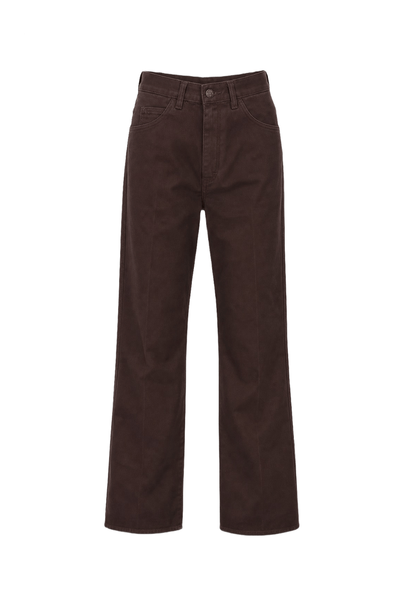 1980s Dark Brown Cotton Pants - Front View
