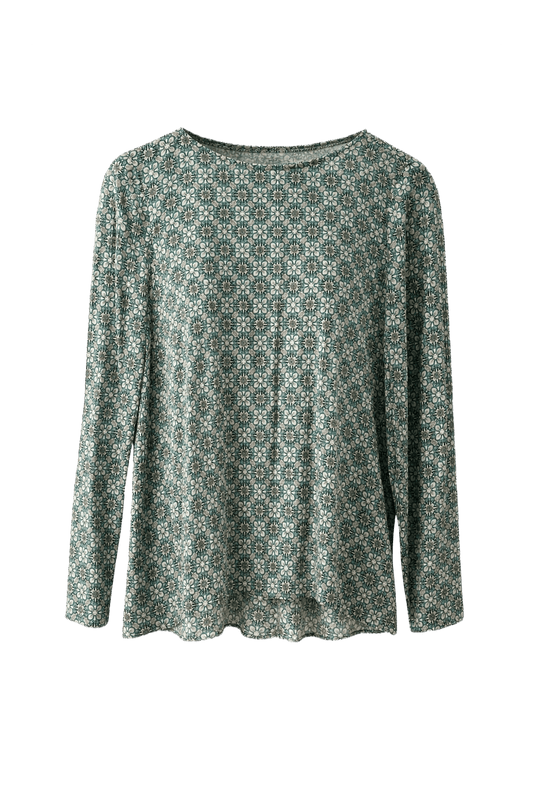 1980s Green Cotton Blend Blouse - Front View