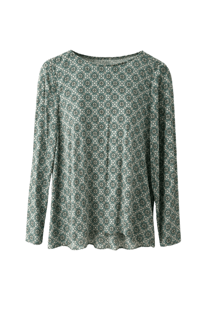 1980s Green Cotton Blend Blouse - Front View